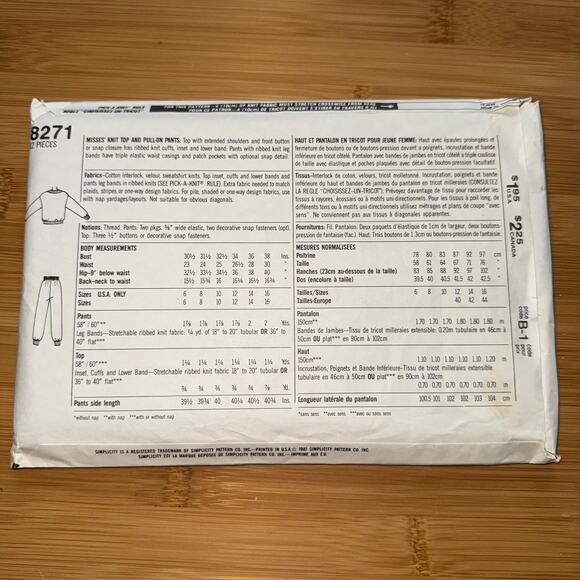 Vintage 1987 Simplicity Super Saver Womens pattern 8271 Size 12-16 - Picture 3 of 5